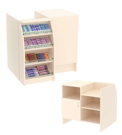 Торговый кассовый прилавок импульсных покупок двухсекционный из ДСП Импульс №1-3-450, Крем Вайс