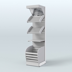 Стеллаж для хлеба и выпечки с нижней корзиной - накопителем и зеркальным фризом Феникс №14КФ, Серый