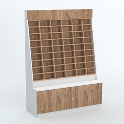 Стенд для очков №1 с накопителем, Белый + Дуб канзас коричневый