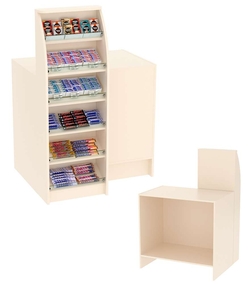 Торговый кассовый прилавок с высоким модулем для импульсных покупок Импульс №2-1-450, Крем Вайс