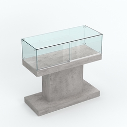 Стеклянный островной прилавок прямоугольный №1, Бетон Чикаго светло-серый F186 ST9