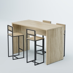 Комплект барный стол "Кофе-брейк" №1 и стулья, Дуб Сонома