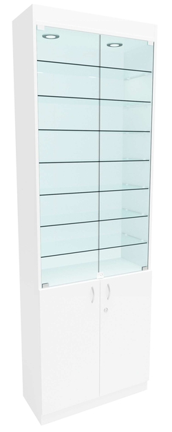 Стеклянная витрина №6-2 с каркасом из ДСП (задняя стенка - стекло), Белый