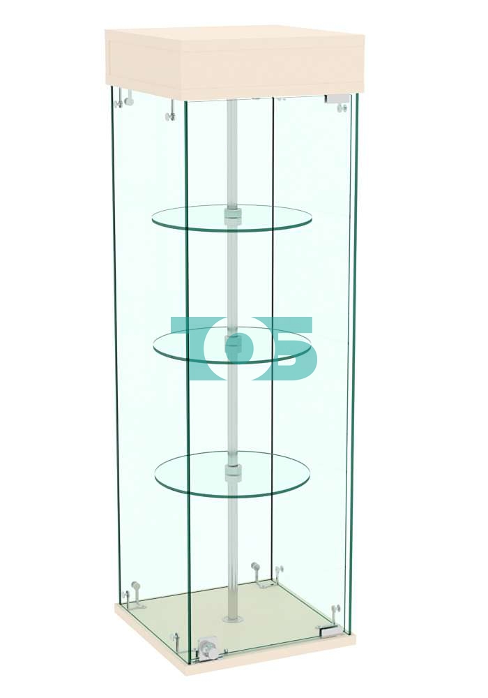 Витрина РОТАЦИЯ настольная с вращающимися полками №23-3 (прозрачная) Крем Вайс