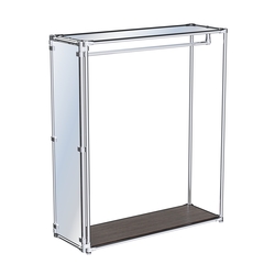 Хромированный стенд-вешало для одежды, торец-зеркало ZTD-10 №1-4 с полкой Зеркало 4 мм, Дуб Венге