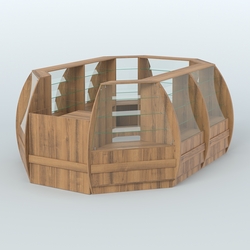 Торговый островок из стекла и дсп БРИЗ с полукруглым фасадом №2, Орех