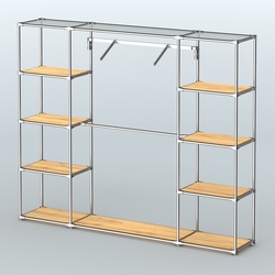 Торговая система ХРОМ без ДСП 2430 мм с полками ДСП и поручнями №11, Дуб Золотистый