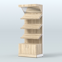 Стеллаж для хлеба и выпечки с тремя наклонными полками, накопителем и фризом Феникс №11ФН, Дуб сонома