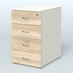 Тумба приставная для компактных столов 4 ящика с замком Тарли, Белый + Дуб Сонома