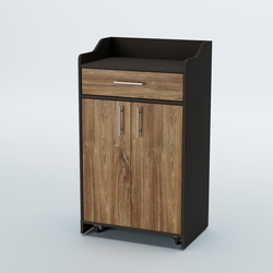 Стойка официанта "Бармен" №5-П передвижная, Черный + Дуб Канзас Коричневый