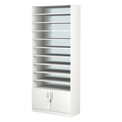 Стеллаж из ДСП с 9-ю полками 400x900 мм серии LEVEL-9 №14-2 (З/C - ЗЕРКАЛО), Белый