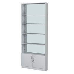 Стеллаж из ДСП с 4-мя полками 150x900 мм серии LEVEL-4 №9-2 (З/C - ЗЕРКАЛО), Серый