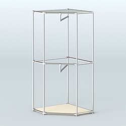 Угловой стеллаж Хром №6 с поручнями, Крем Вайс