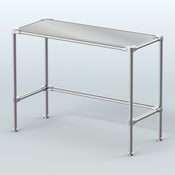 Стол большой D-43 с полкой зеркало 4мм, Крем Вайс