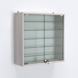 Витрина настенная №201-5А с пятью прозрачными полками, Ясень Анкор светлый