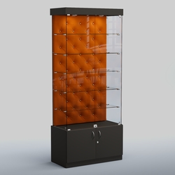 Высокая стеклянная витрина КАПИТОНЕ №501, Черный + 08 Mustard