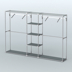 Торговая система ХРОМ без ДСП 3030 мм с полками ДСП и поручнями №12, Темно-Серый