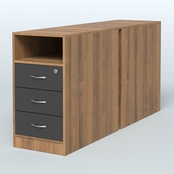 Тумба приставная/опорная двойная, Орех + Черный