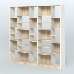 Стеллаж из ДСП серии ЛОФТ №17-2 с полками ДСП, Белый + Дуб Сонома