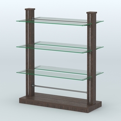 Островная система с перфорацией и шестью стеклянными полками №18, Дуб Венге