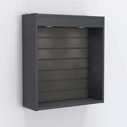 Витрина настенная №201-2В открытая с эконом панелью и подсветкой, Антрацит