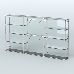 Торговая система ХРОМ (задняя стенка - стекло) 3600 мм с зеркальными полками и поручнями №6, Черный