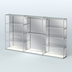 Торговая система ХРОМ (задняя стенка - зеркало) 3600 мм с зеркальными полками и поручнями №1, Белый