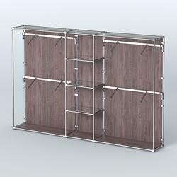 Торговая система ХРОМ (задняя стенка - ДСП) 3600 мм с зеркальными полками и поручнями №8, Ясень Анкор темный