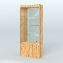 Витрина зеркальная из ДСП с дверками для аптеки №1-300-3, Дуб Золотистый