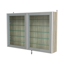 Витрина настенная №3-5А широкая с пятью стеклянными полками серии Collecto, Дуб Сонома