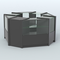 Торговый островок в стиле ЛОФТ с одним рядом прозрачных полок №2 (4,72 кв.м), Черный