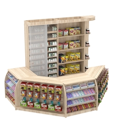 Комплект кассовой зоны со скошенным фасадом и стеллажом под сигареты средний №2-1, Дуб сонома