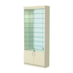 Витрина ОПТИКА №1-3 (задняя стенка зеркало), Крем Вайс