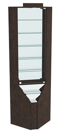 Витрина серии Эталон угловая №3-3 (Внутренний угол, задняя стенка - зеркало), Дуб Венге