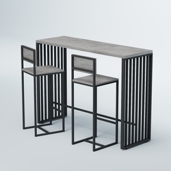 Комплект барный стол "Кофе-брейк" №6 и стулья, Бетон Чикаго светло-серый F186 ST9