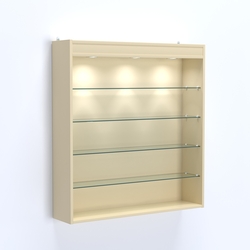 Витрина настенная №204-3Г открытая с четырьмя полками и фризом, Крем Вайс