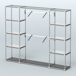 Торговая система ХРОМ без ДСП 2430 мм с зеркальными полками и поручнями №7, Черный