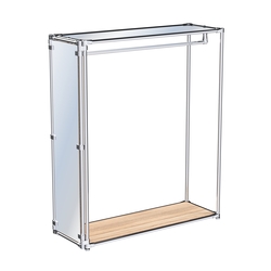 Хромированный стенд-вешало для одежды, торец-зеркало ZTD-10 №1-4 с полкой Зеркало 4 мм, Дуб Сонома