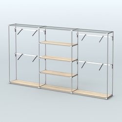 Торговая система ХРОМ без ДСП 3600 мм с полками ДСП и поручнями №5, Дуб Сонома