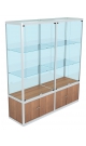 Металлическая стеклянная витрина двухсекционная с нижними накопителями МСВ-06