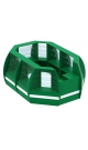Торговый островок зеленого цвета из стекла с полукруглым фасадом серии ИЗУМРУД БР-02 (8, 71 кв.м)