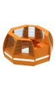 Торговый островок оранжевого цвета из стекла и ДСП закругленный серии АПЕЛЬСИН БР-01 (6, 43 кв.м)