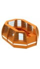 Торговый островок оранжевого цвета из стекла с полукруглым фасадом серии АПЕЛЬСИН БР-02 (8, 71 кв.м)