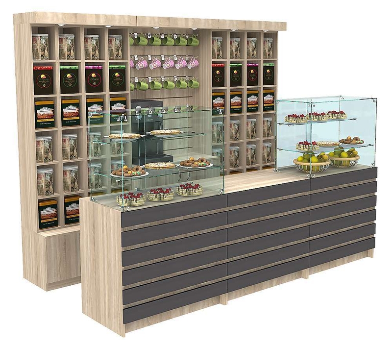 Витрины для чая и кофе для магазина экологически чистых продуктов