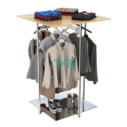 Хромированное вешало КВАДРАТ №2-3 (низ - зеркальный, верхняя платформа - ДСП 16мм)