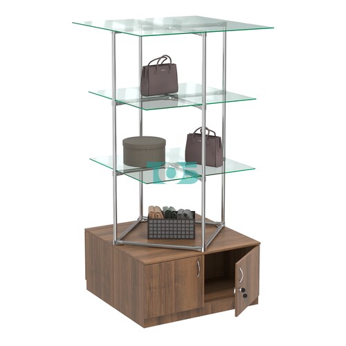 Торговые стенды Экспозиция с полками и тумбами №1 (с двумя стеклянными полками 6мм)