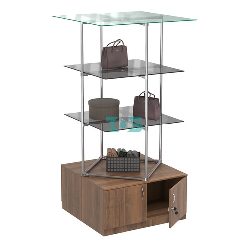 Торговые стенды Экспозиция с полками и тумбами №2 (с двумя тонированными полками 8мм)