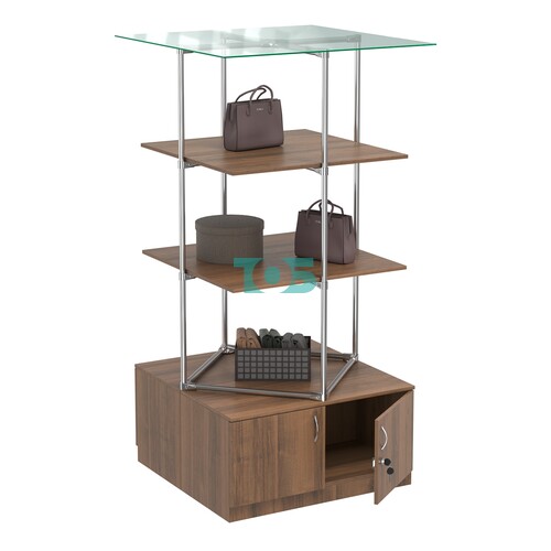 Торговые стенды Экспозиция с полками и тумбами №3 (с двумя полками ДСП 16мм)