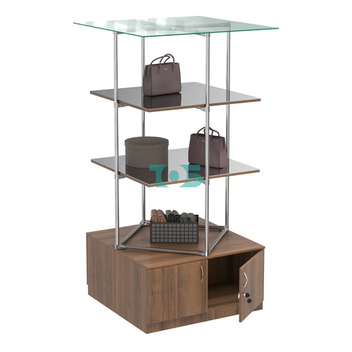 Торговые стенды Экспозиция с полками и тумбами №4 (с двумя зеркальными полками)