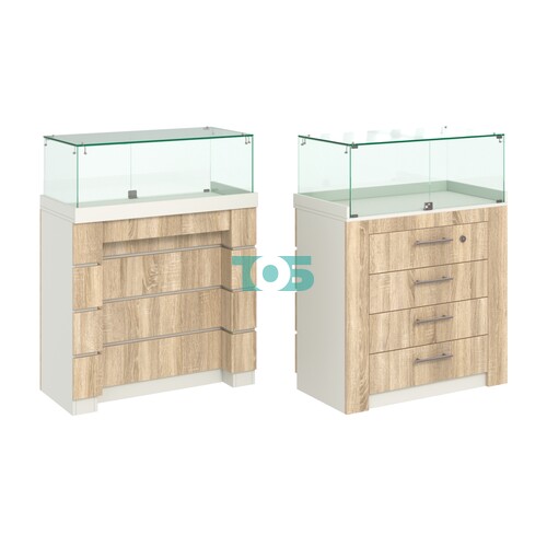 Торговый прилавок с утопленным фасадом и широкими ящиками №УФ-4-900